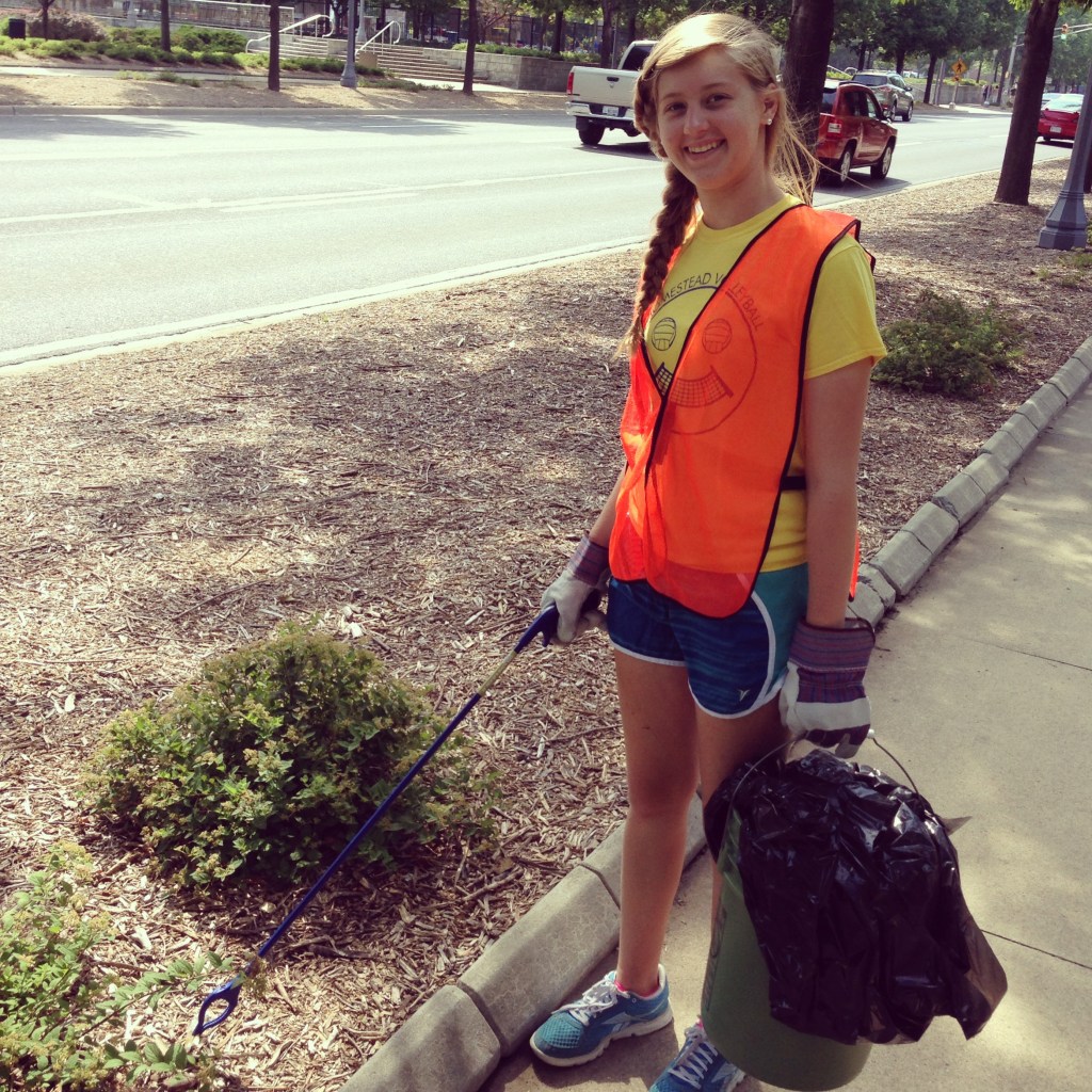 Kelsi enjoys picking up trash